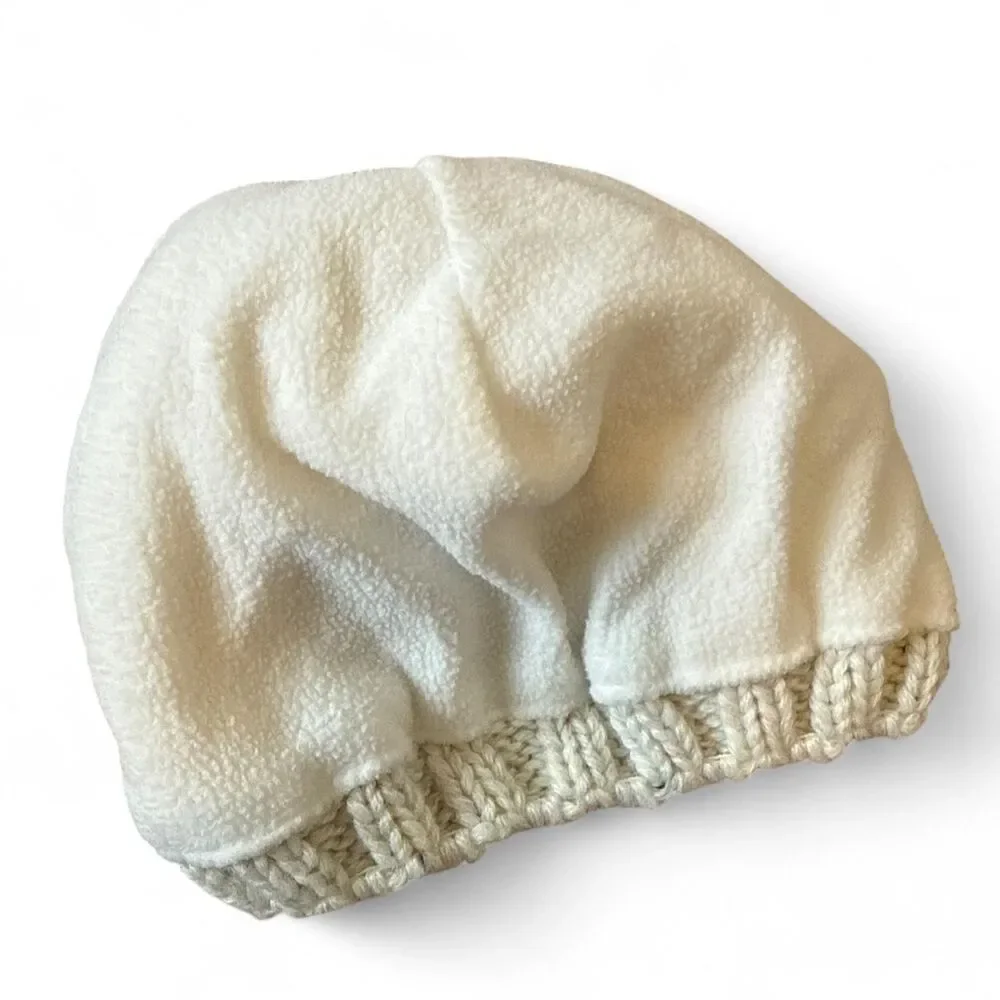 Carter’s Baby Knit Pom Pom Beanie Hat 12–24 Months Cream Fleece Lined Winter